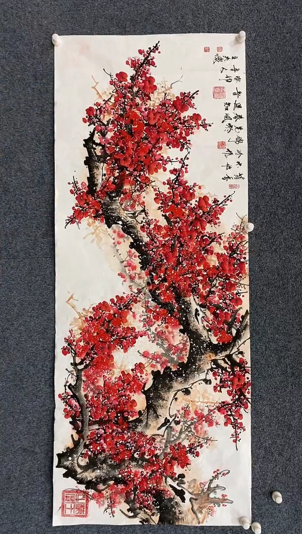 【闪购商品】绘画802-WFH-六尺横白宣-红梅-无框