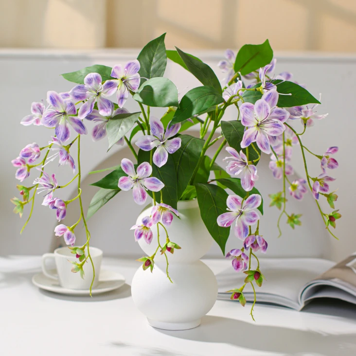 【绿野仙踪】3D手感垂丝茉莉花仿真花假花陶瓷瓶现代客厅玄关电视柜