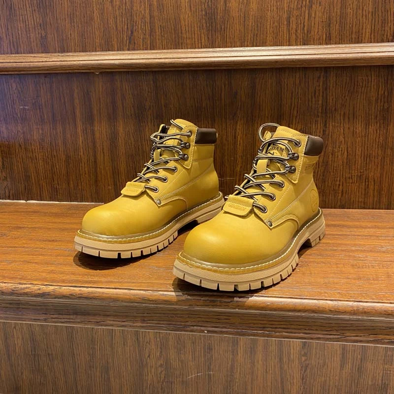 马丁靴男款英伦风高帮男皮靴秋季透气大黄靴男皮面工装鞋