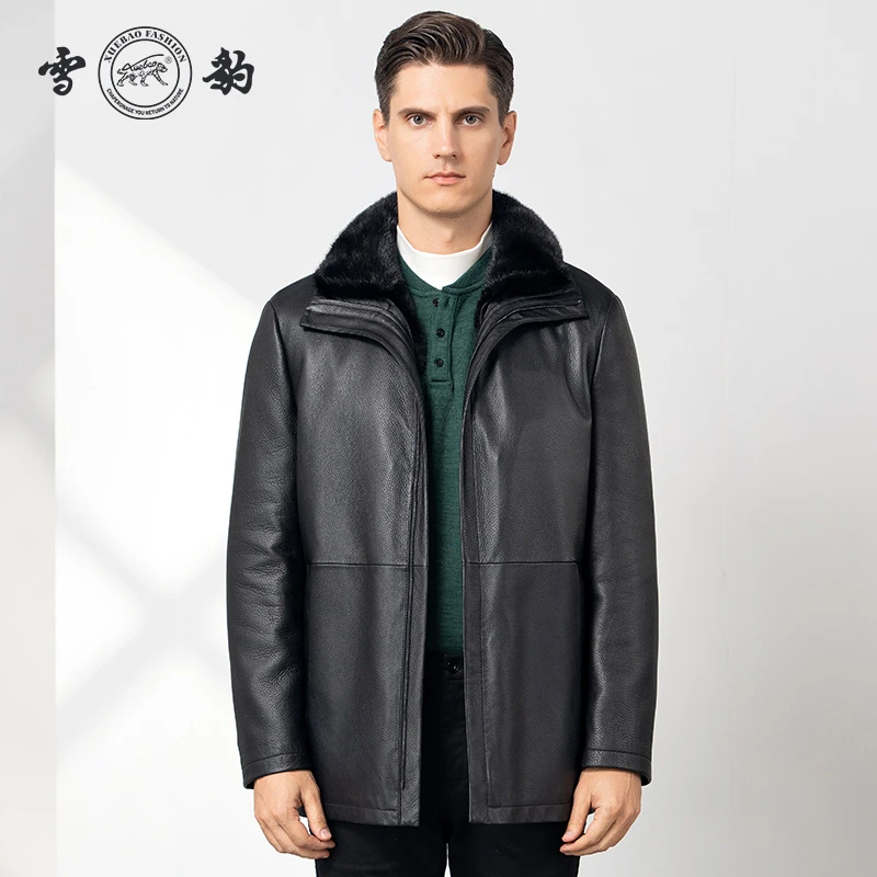 【雪豹】86490男士鹿皮外套皮貂两体冬季真皮保暖皮衣