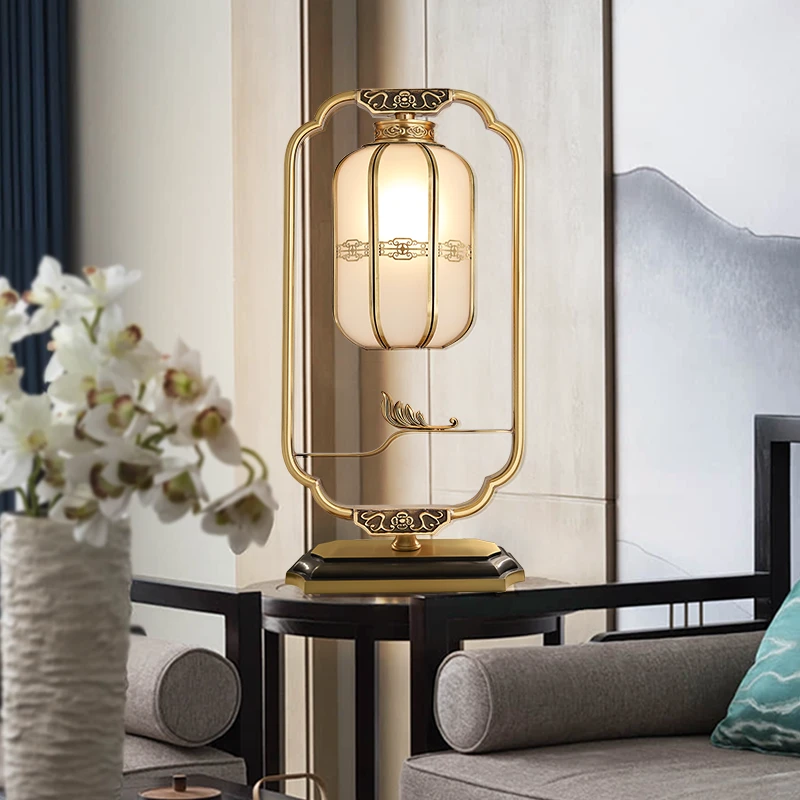 灯大妈新中式台灯客厅卧室全铜床头灯书房酒店会所仿古装饰中式灯