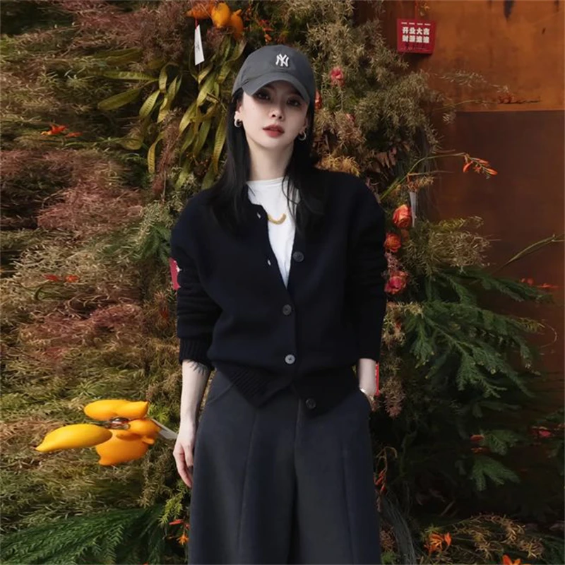 韩系温柔纯色针织衫女2025秋季新款宽松显瘦设计感小众百搭上衣潮