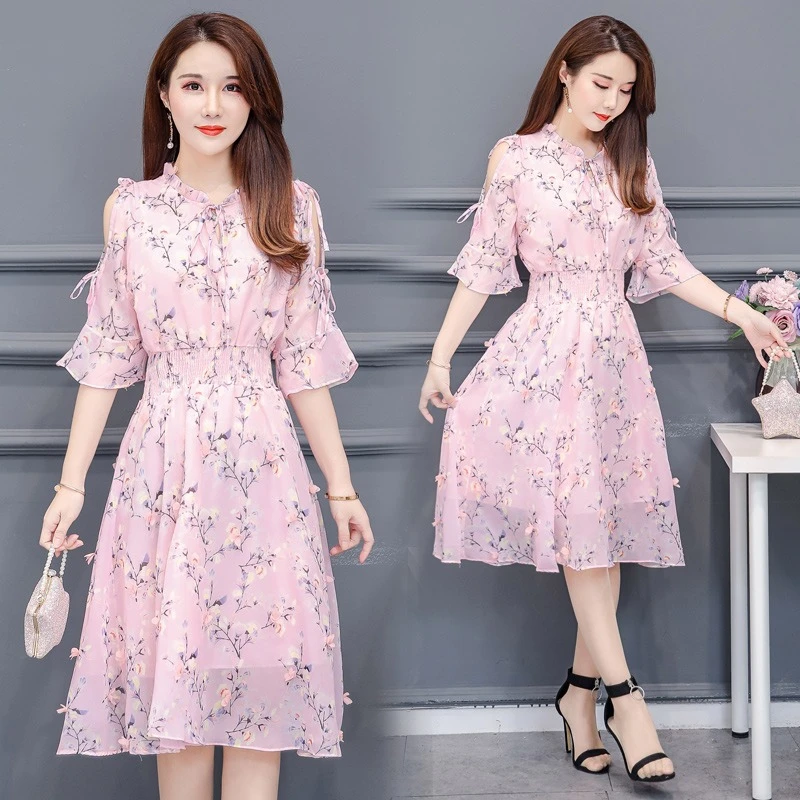 T体恤女装女装连衣裙气质小个子洋气时尚收腰中长款修身