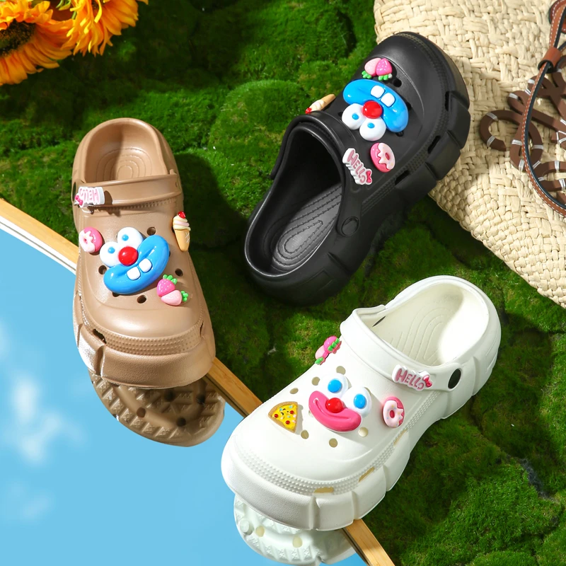 增高厚底网红洞洞鞋女款夏季外穿时尚百搭居家防滑软底包头凉拖鞋