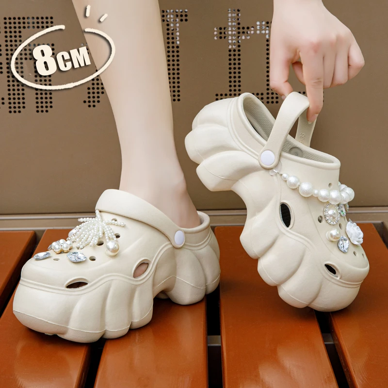 增高厚底包头洞洞鞋女夏季外穿时尚百搭网红学生夏天休闲防臭防滑