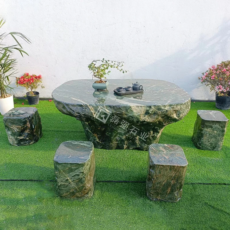 天然九龙壁石桌石凳华安石一体中式仿古石桌户外一套洗手池