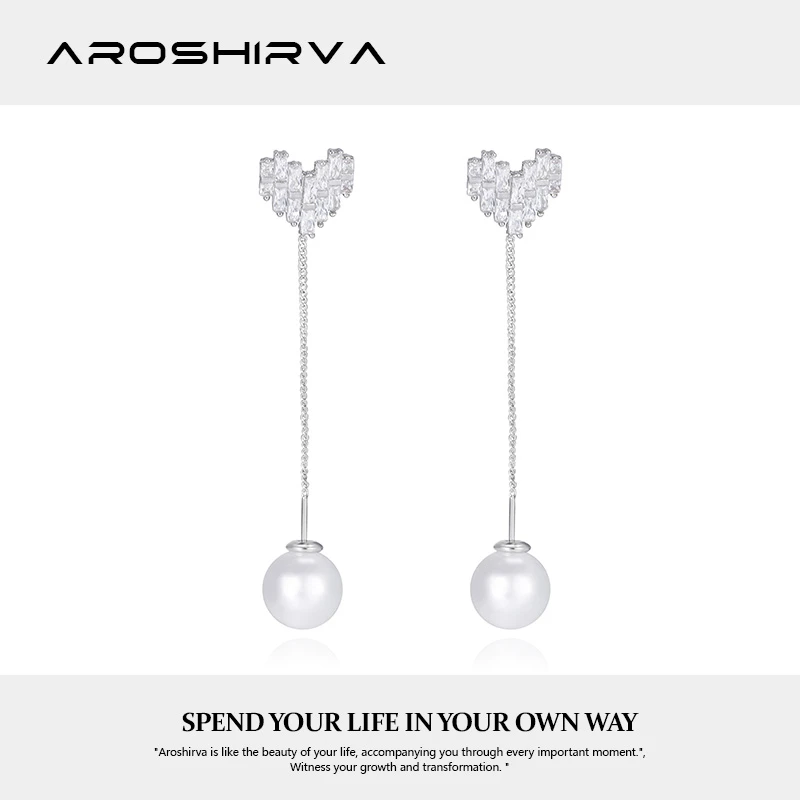 铜合金合成锆石耳饰 轻奢气质简约长款设计师爱心单珠吊坠耳环