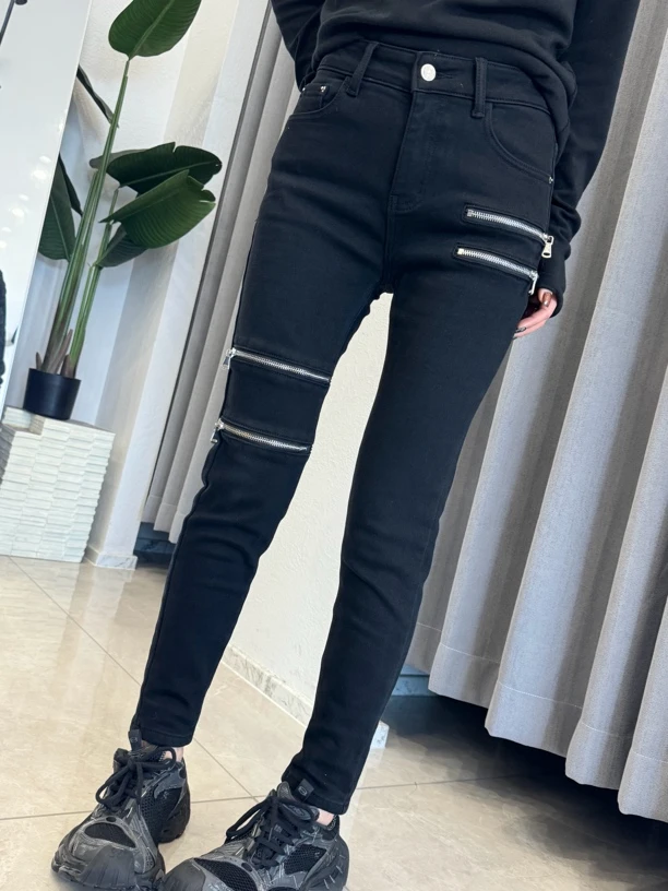 JYH拉链铅笔小脚牛仔裤17127（加绒）