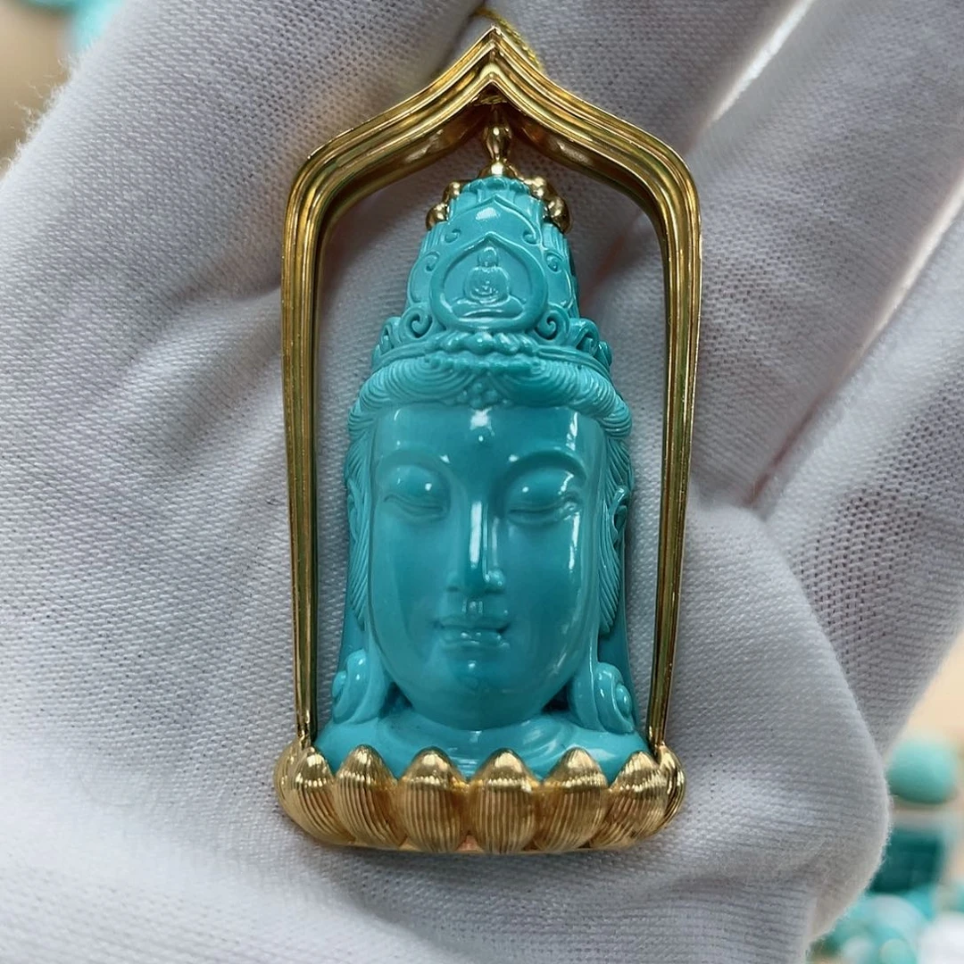 绿松石珠宝奇石18K金镶嵌