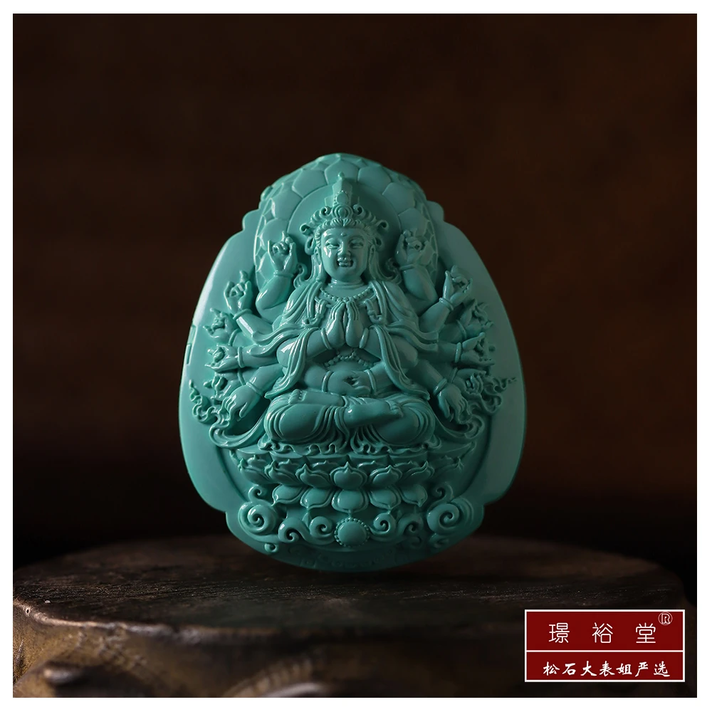 【松石大表姐严选】小众珠宝原矿绿松千手观音王淼老师作品雕刻吊坠