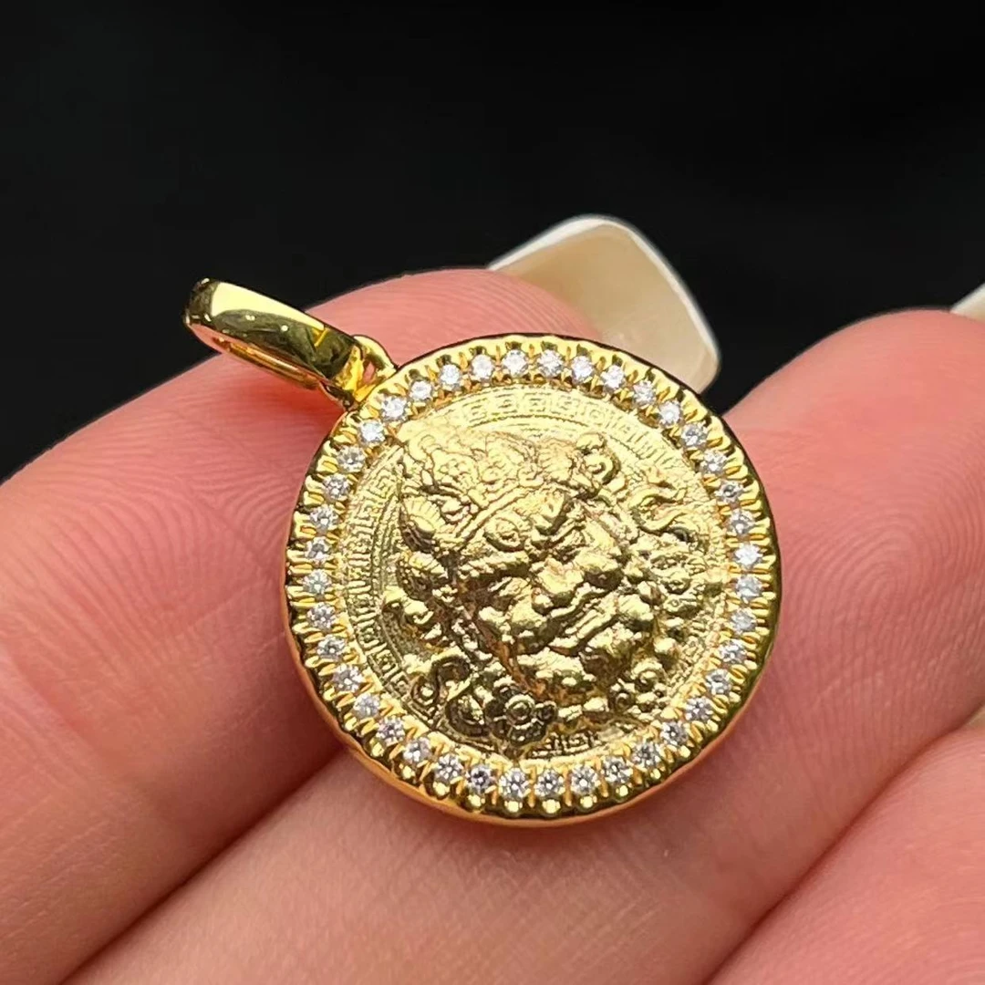 华林鹿姐 Y15 18k金黄财神圆牌吊坠 不含链 2.9g+