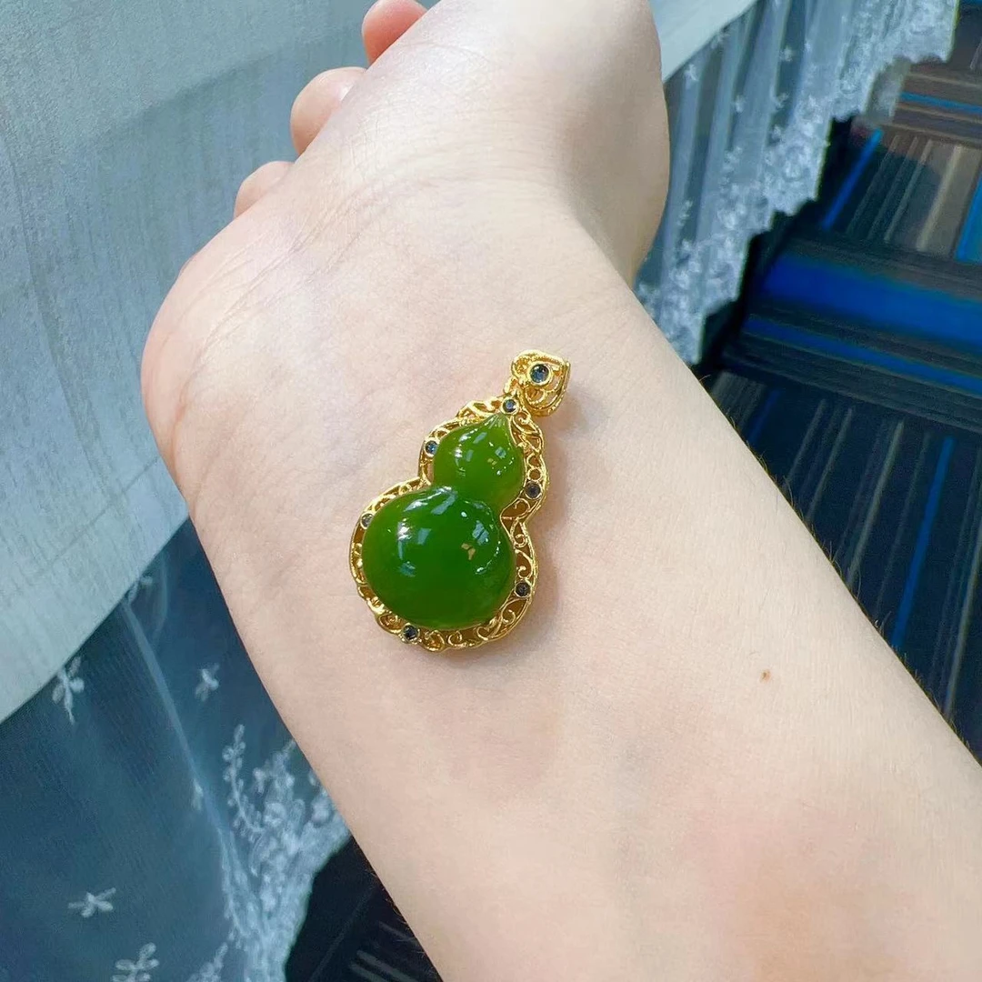 华林鹿姐 Y01 18k金和田玉葫芦吊坠 不含链  *4644*