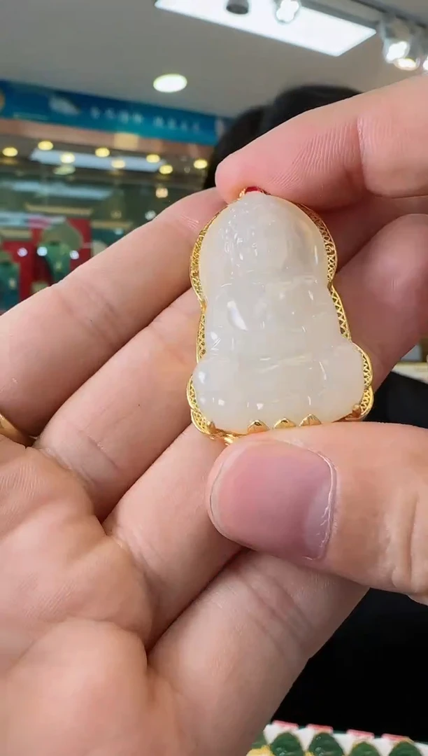 【闪购商品】和田玉吊坠(不含链)18K金镶嵌Y01