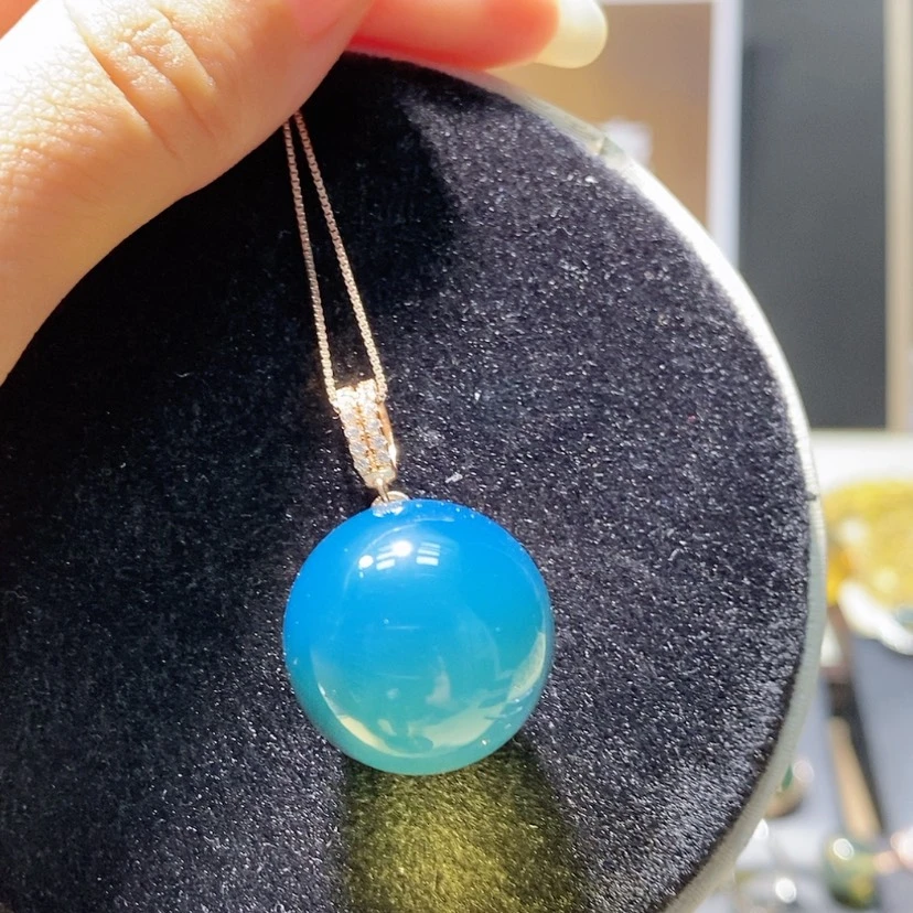 【闪购商品】蓝珀颈饰银S925镀金镶嵌
