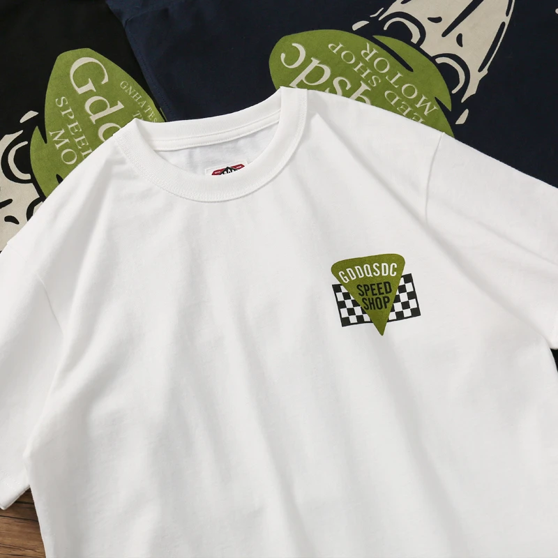 GDDQSDC230g重磅美式复古前后印花t恤男宽松休闲百搭短袖上衣夏季