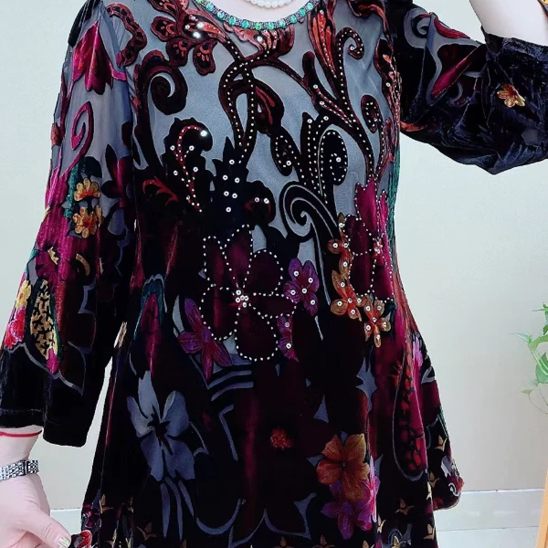 桑蚕丝小衫中老年高端大码时尚品牌气质小衫秒杀43A1929