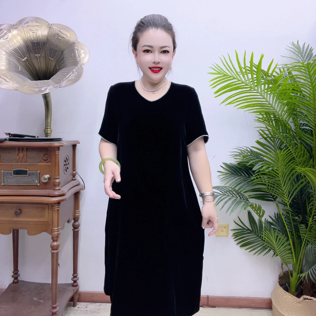 高端大码桑蚕丝连衣裙11AD0148