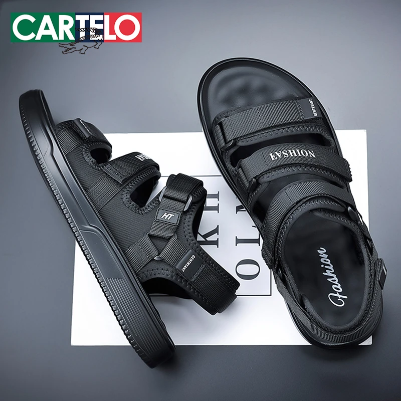 CARTELO/卡帝乐鳄鱼男鞋夏季新款厚底防滑软底开车运动凉鞋沙滩鞋