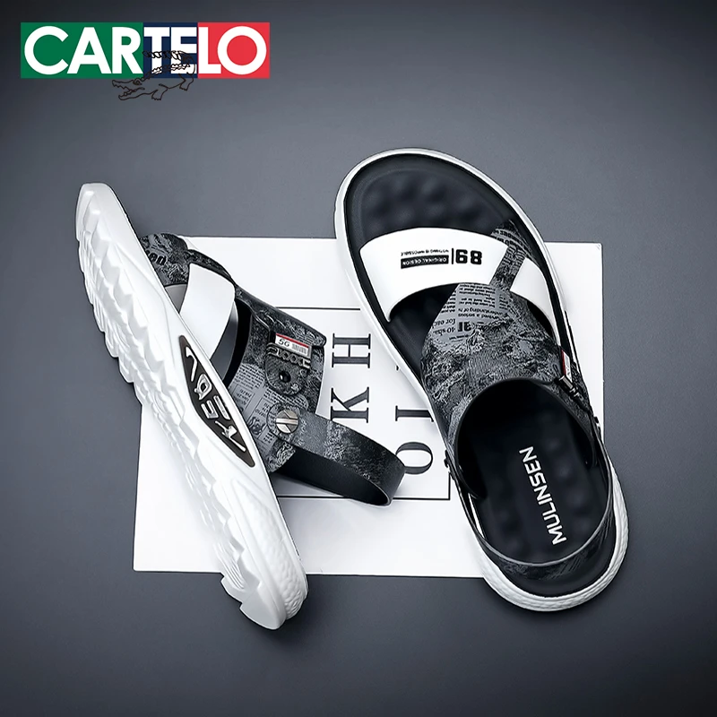 CARTELO/卡帝乐鳄鱼男鞋外穿潮流运动休闲开车防滑两穿凉鞋沙滩鞋