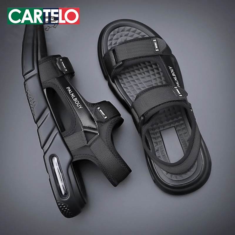 CARTELO/卡帝乐鳄鱼软底男款夏季新款运动休闲男士沙滩鞋增高软底