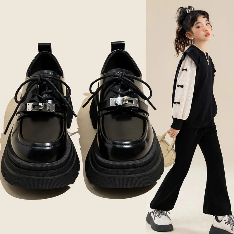 女童小皮鞋春秋季新款英伦风公主鞋中大童夏季黑色演出鞋儿童单鞋