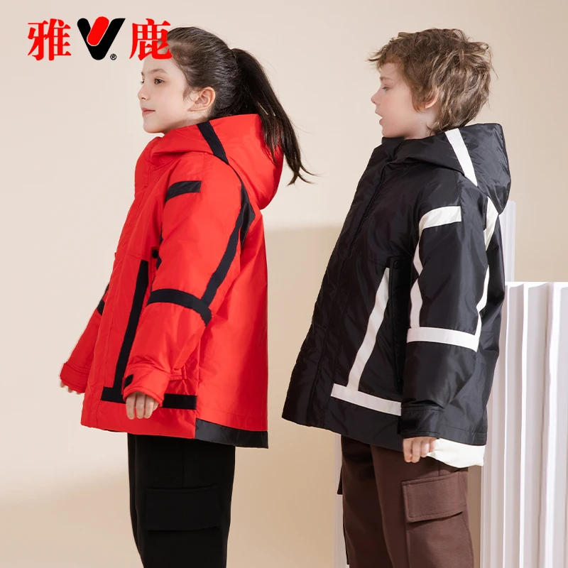 雅鹿2025新款儿童加厚羽绒服冲锋衣男童女童冬季户外保暖大童外套