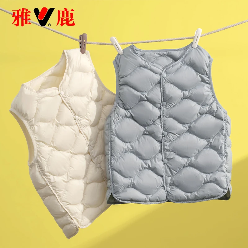 雅鹿儿童羽绒马甲男童女童宝宝内穿羽绒背心学生轻薄款羽绒服内胆