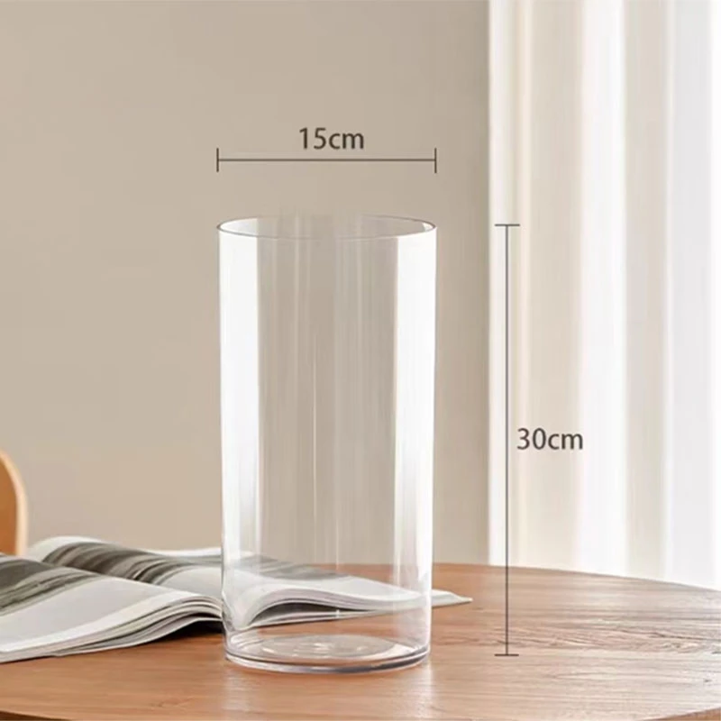【单独打包发货包邮不参与凑单】30cm高15cm口径直筒透明亚克力花瓶