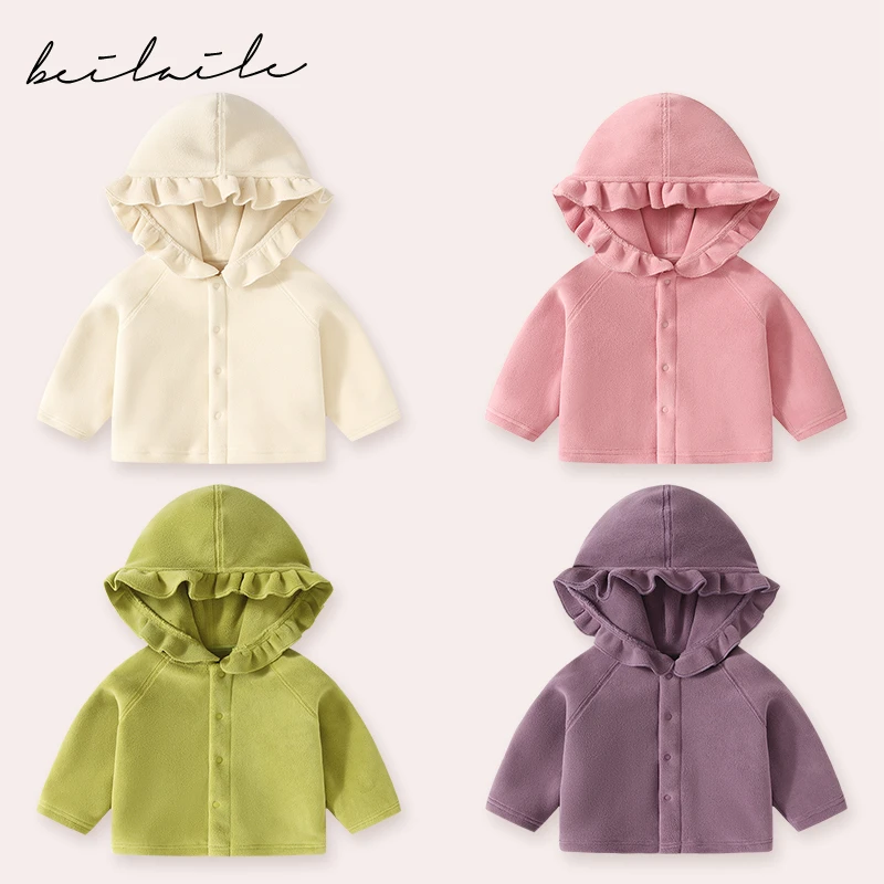 【柏莉绒 保暖柔软 无骨工艺】婴儿上衣秋冬儿童春秋装女童帽衫G12