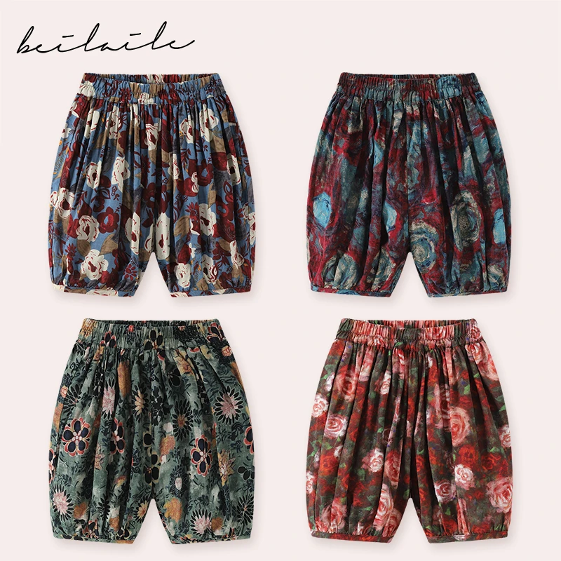 【碎花灯笼七分裤 小洛妈咪】婴儿复古碎花灯笼裤夏季新款宝宝裤子