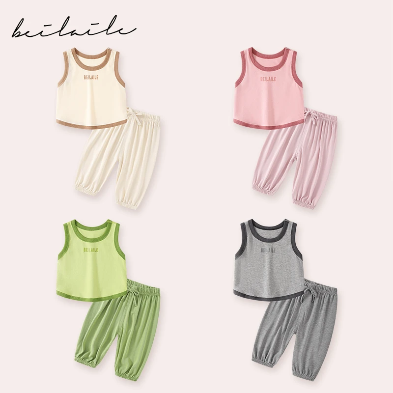 【字母背心套装 小乐妈咪】婴儿装男女童背心套装夏装宝宝