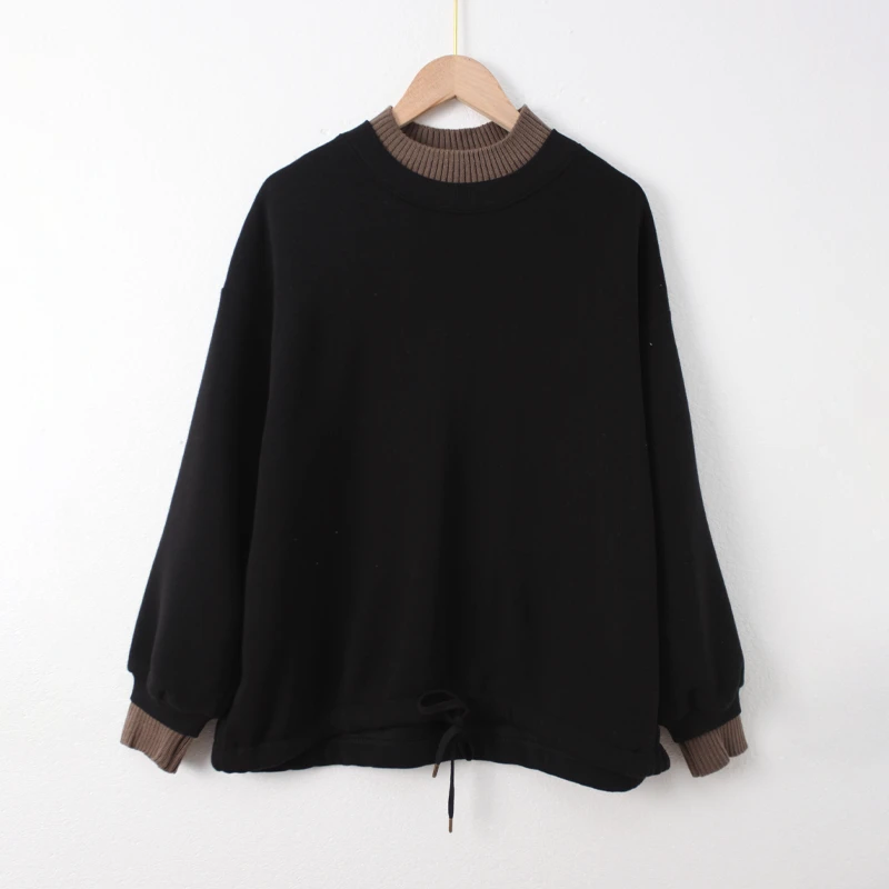 现货！秋季新款女士半高领拼接卫衣时尚宽松显瘦HH215简约休闲