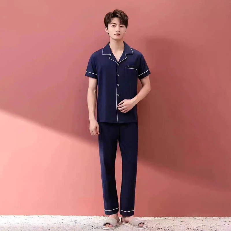 现货！睡衣睡裤男士家居服套装全棉短袖长裤宽松大码BB131舒适柔软