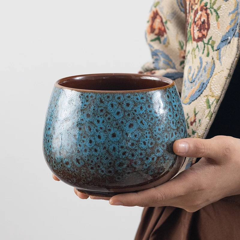 窑变蓝茶洗家用桌面大号茶渣缸水缸中式简约杯洗功夫茶道配件0363