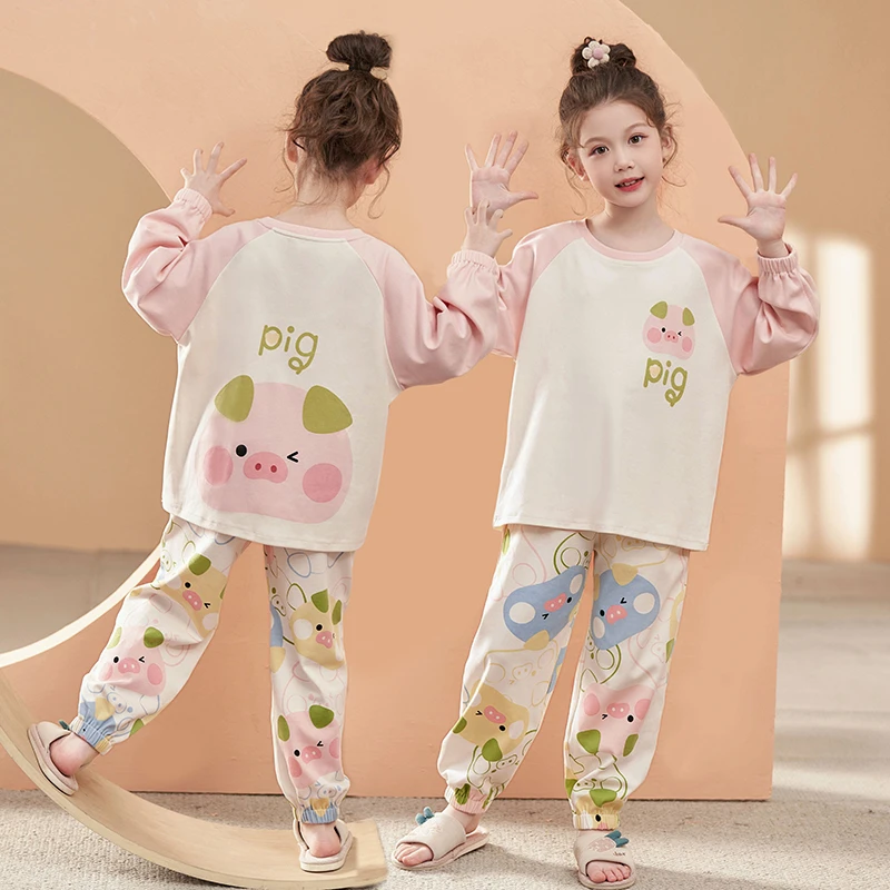 儿童睡衣女童春秋季100%纯棉长袖套装中大童12-15岁少女孩家居服