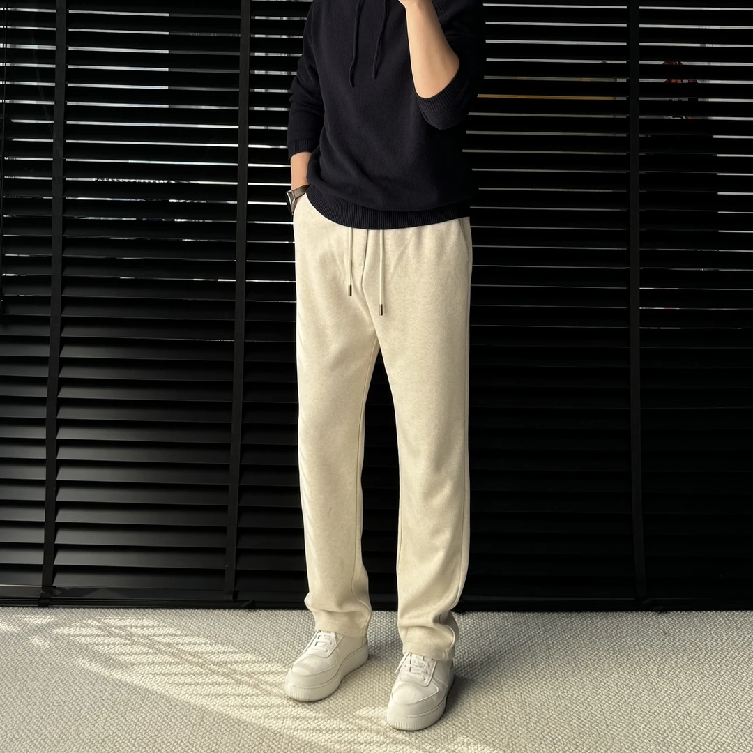 【专柜品质】云柔感净奢侈醋酸山羊绒混纺休闲裤时尚宽松直筒长裤