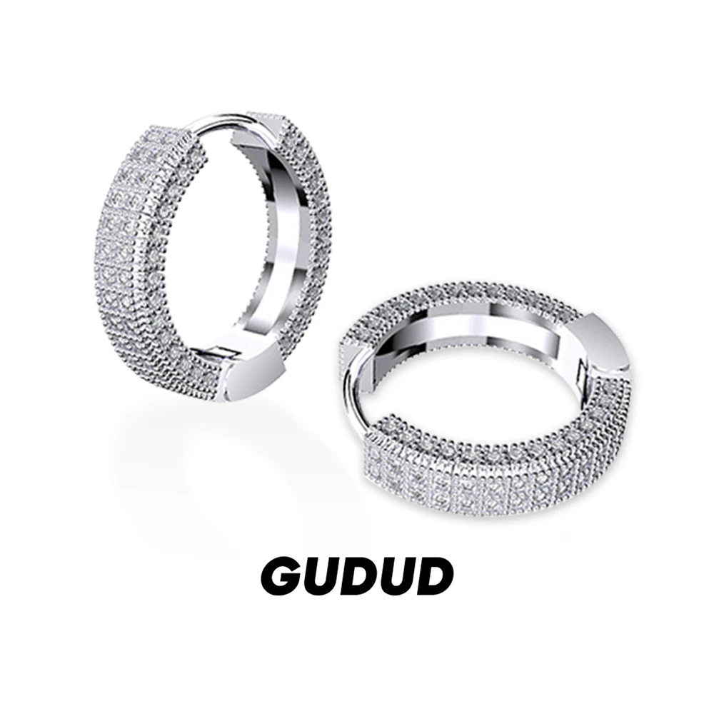 925银耳饰 王嘉尔同款镶满钻高级感耳环男欧美2024年春夏痞帅耳钉