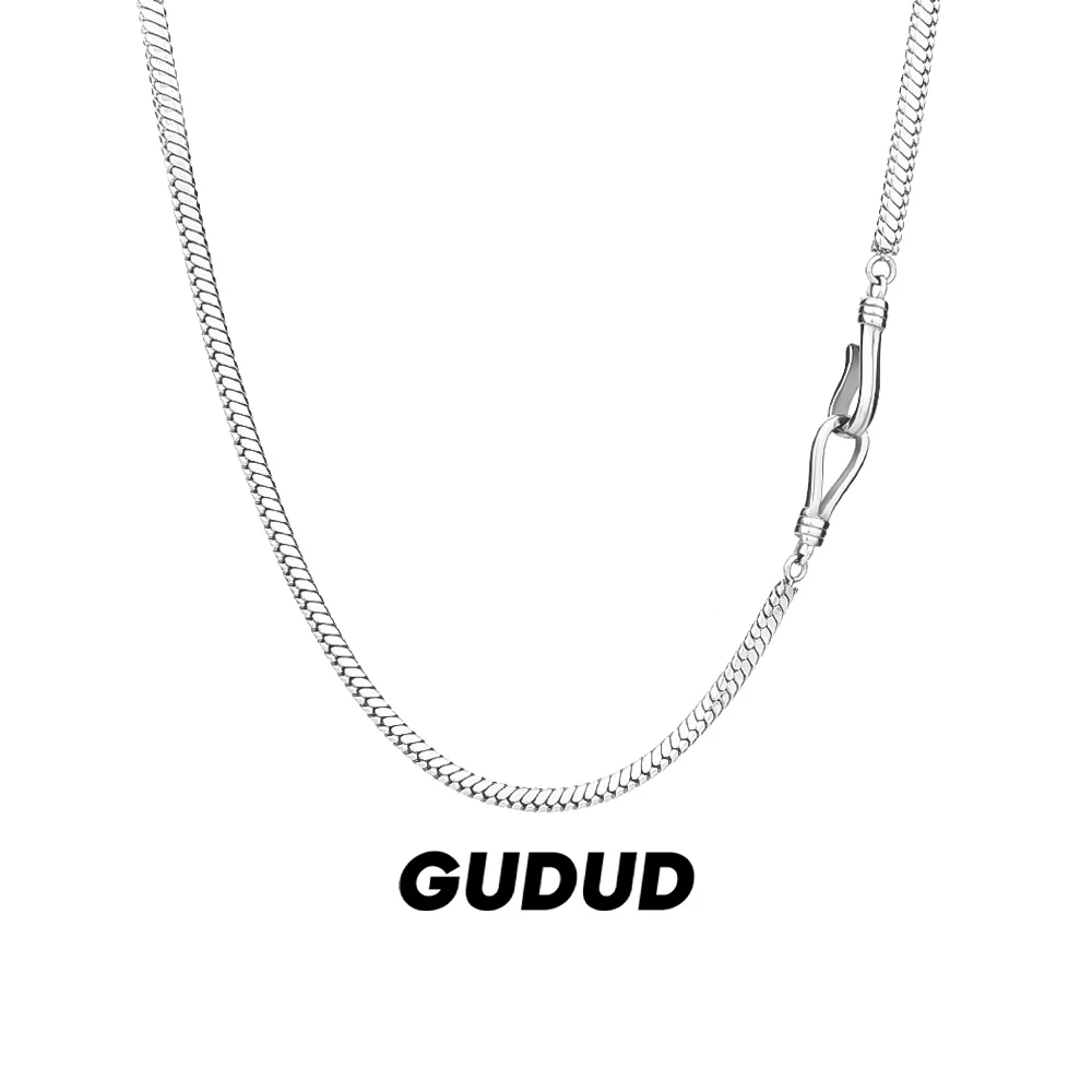 钛钢项链 万能扣蛇骨链钛钢项链男生潮牌痞帅小众叠戴锁骨链素链