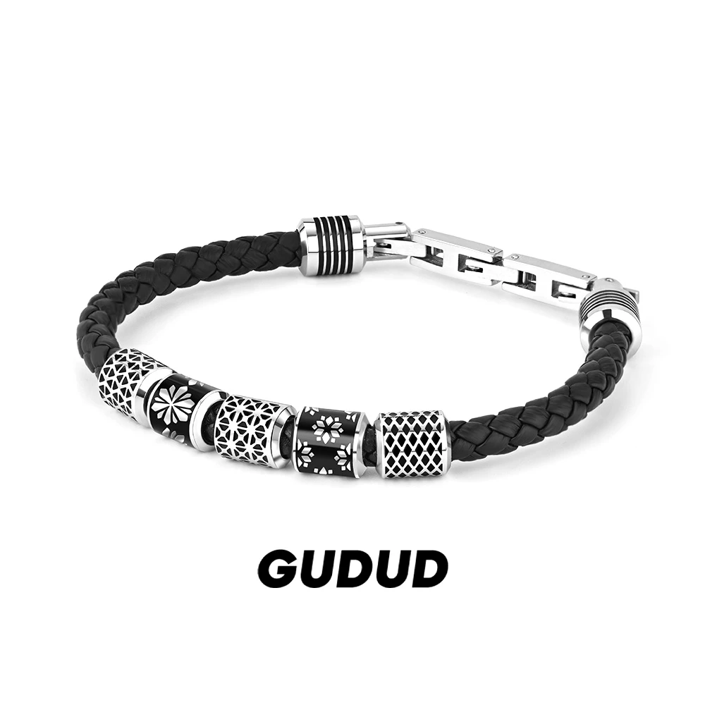 钛钢手链 限量现货转运珠编织皮绳手链男潮高级感百搭送男友礼物