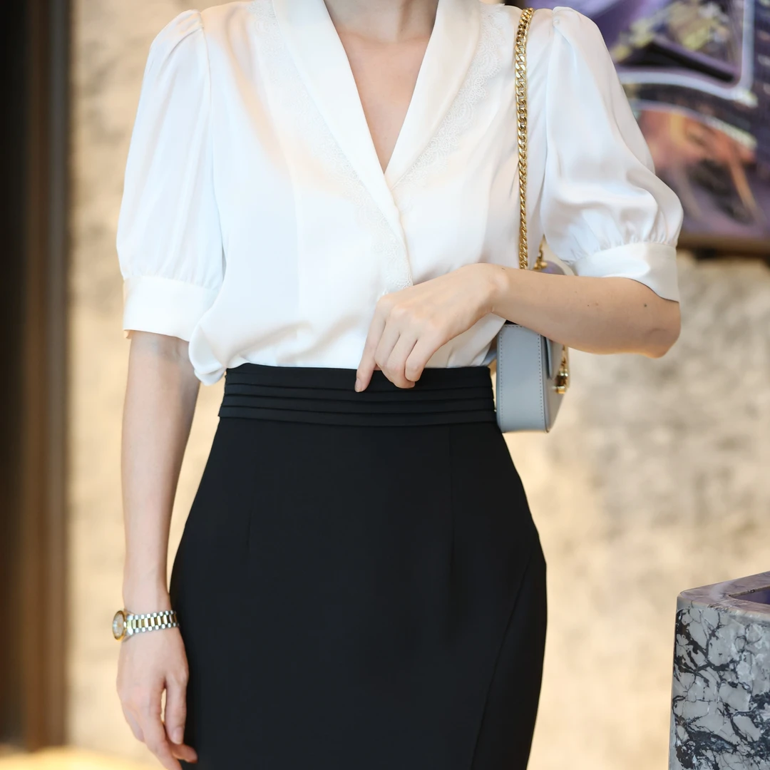 【蜜客原创】时尚设计感上衣纯色薄款气质衬衫 2352C000138