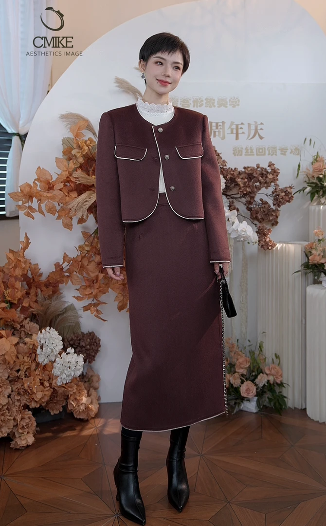 【橙蜜客】小香风全羊毛套装裙 优雅千金时尚两件套2454T000930