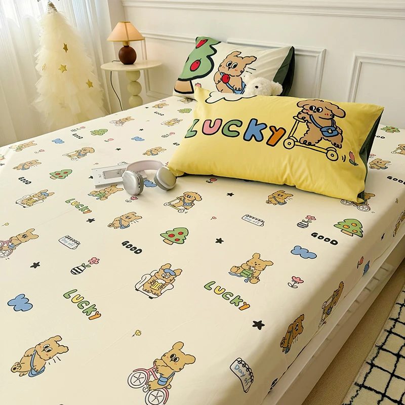 纯棉床笠单件卡通儿童席梦思床垫保护套全棉1.2m1.5米1.8双人