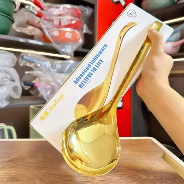 AOGUO/钛合金大汤勺家用喝汤勺子盛饭勺子高档餐具礼盒个人用品