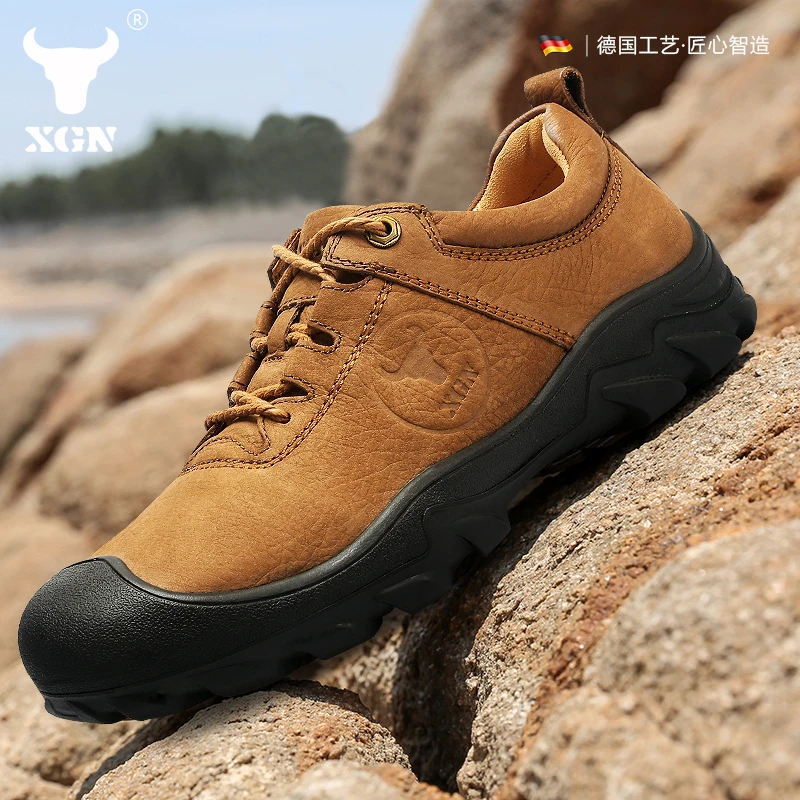 XGN小公牛迈乐【头层牛皮】防水防滑徒步鞋运动经典户外徒步鞋透气
