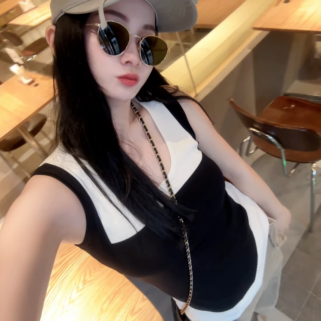 COCO ZHANG 时髦攻略 无袖百搭显瘦拼接背心 8816 Hi Fortune