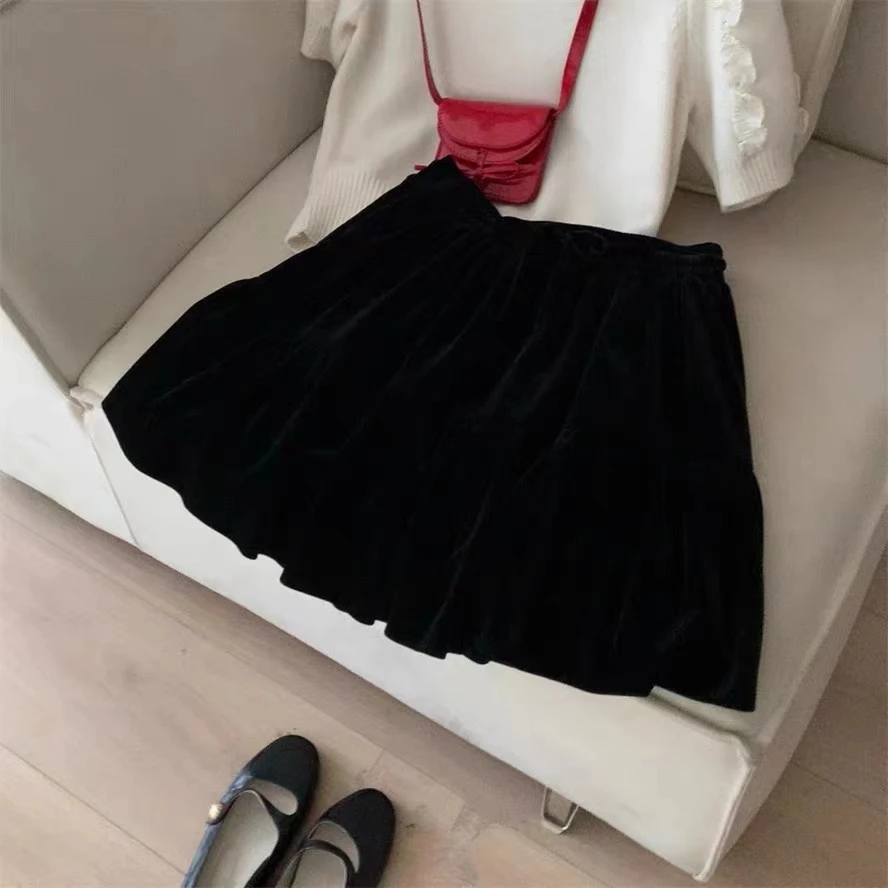 ZHANG&M1 简约纯色百搭金丝绒半身裙 881085