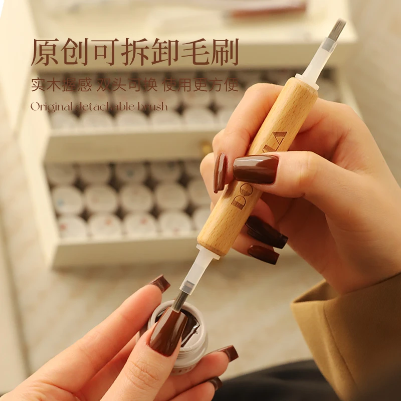 DORRYLA多莉升级款双头实木杆毛刷可重复使用高品质美甲专用毛刷