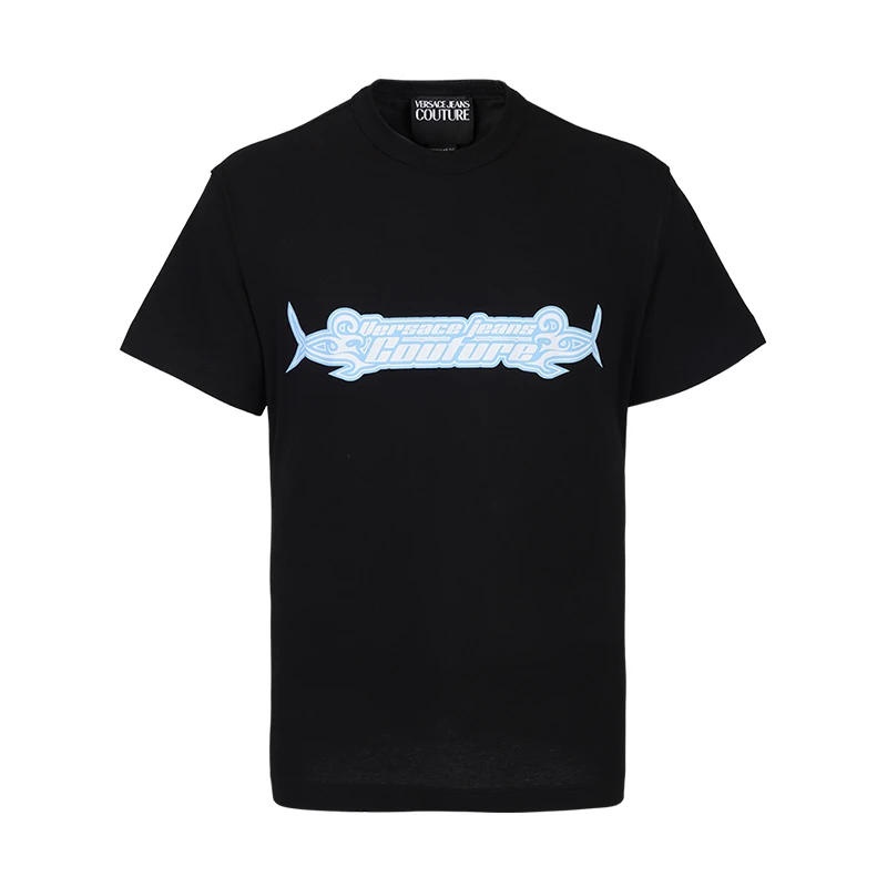 全新未使用 VERSACE/范思哲 男士休闲夏季款黑色印花圆领T恤11885