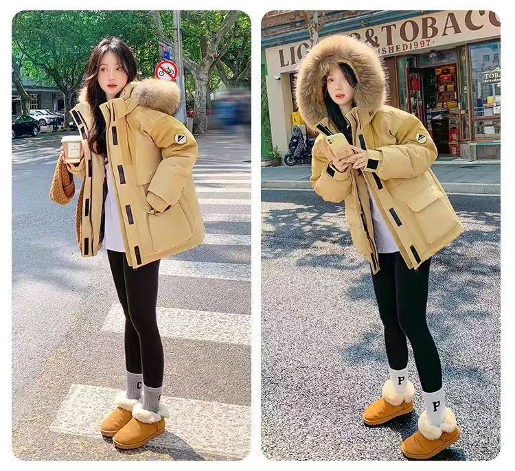 【DHZ】韩版冲锋衣工装情侣羽绒服男女同款2024中长款鸭绒冬季