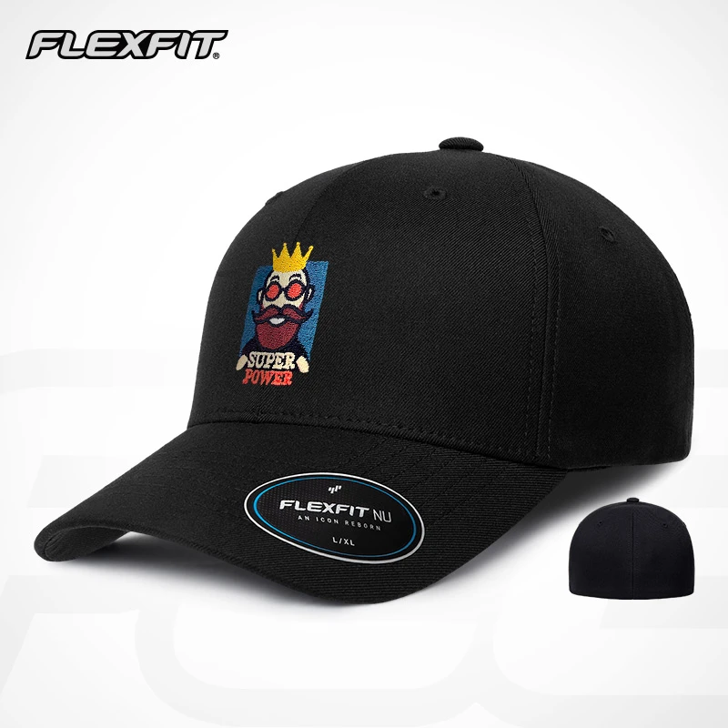 FLEXFITNU系列夏硬顶刺绣棒球帽防晒遮阳全封闭弹力鸭舌帽子男款